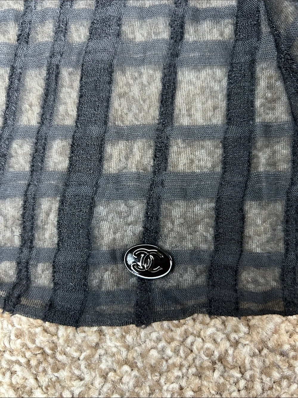 CHANEL Black Sheer Tie-Front Camisole